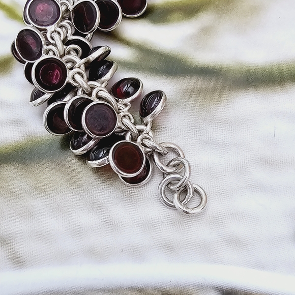 Silpada Sterling Silver Garnet Stone Cha Cha Bracelet B1049 - Picture 8 of 16